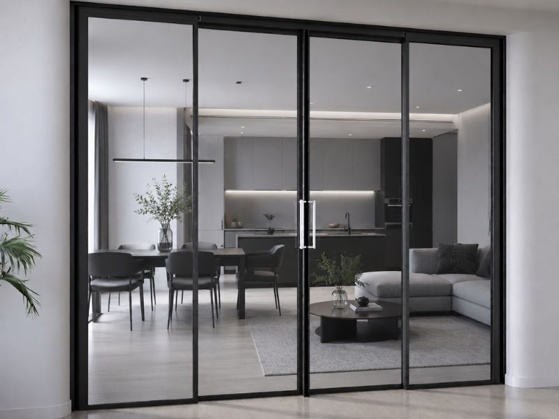 cửa trượt quay slim 4 cánh